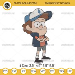 Dipper Pines Machine Embroidery Designs, Gravity Falls Embroidery Files