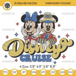 Disney Cruise Embroidery Design, Mickey Minnie Mouse Cruise Embroidery Design Files