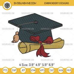 Graduation Cap Machine Embroidery Design Files