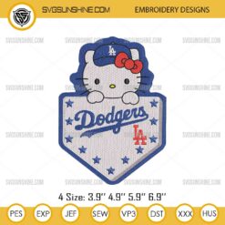 Hello Kitty LA Dodgers Embroidery Design, Los Angeles Dodger Hello Kitty Baseball Embroidery Design Files