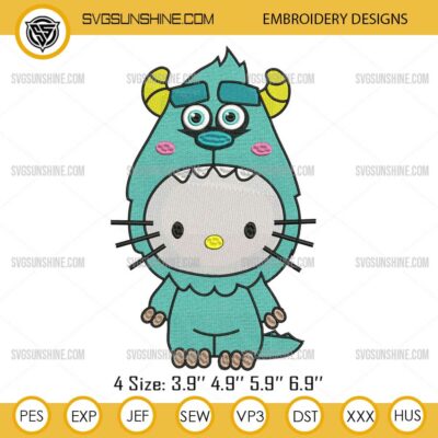 Hello Kitty Sulley Monsters Inc Embroidery Designs, Kitty James P. Sullivan Embroidery Files