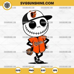 Jack Skellington Baltimore Orioles Baseball SVG, Baltimore Orioles Halloween SVG PNG