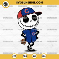 Jack Skellington Chicago Cubs Baseball SVG, Chicago Cubs Halloween SVG PNG