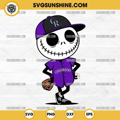 Jack Skellington Colorado Rockies Baseball SVG, Colorado Rockies Halloween SVG PNG