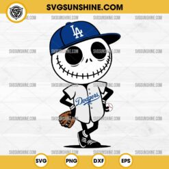 Jack Skellington Los Angeles Dodgers Baseball SVG, Los Angeles Dodgers Halloween SVG PNG