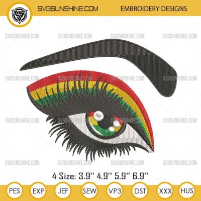Eyelash Juneteenth Eye Embroidery Design, Juneteenth Embroidery Pattern