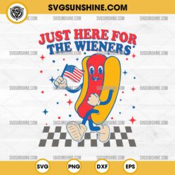 Just Here For The Wieners Svg, Funny 4th Of July Hot Dog American Flag Svg Png
