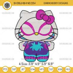 Hello Kitty Spider-Woman Embroidery Designs, Hello Kitty Gwen Stacy Embroidery Design Files