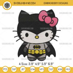 Hello Kitty Batman Embroidery Designs, Hello Kitty Superhero Embroidery Design Files
