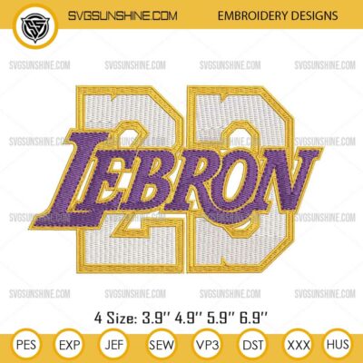 LeBron James 23 Embroidery Design, Los Angeles Lakers Machine Embroidery Designs
