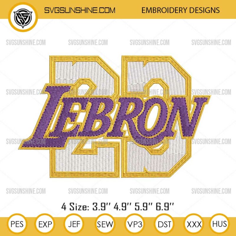 LeBron James 23 Embroidery Design, Los Angeles Lakers Machine ...