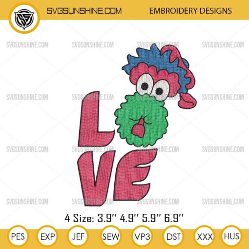 Love Phillie Phanatic Embroidery Design