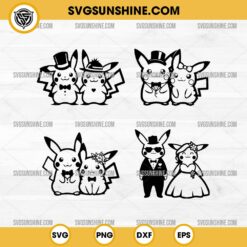 Mr and Mrs Pikachu SVG, Pokemon Wedding SVG Bundle