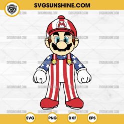 Mario 4th of July SVG, American Super Mario SVG, Super Mario Happy Independence Day SVG