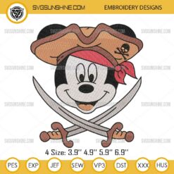Pirate Mickey Mouse Embroidery Design Files