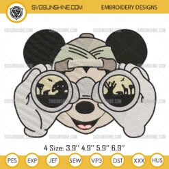 Mickey Mouse Safari Embroidery Design Files, Disney Safari Embroidery Pattern