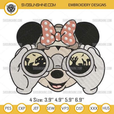 Minnie Mouse Safari Embroidery Design, Disney Safari Embroidery Files