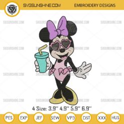 Minnie Summer Vacations Embroidery Designs, Minnie Swimsuit Embroidery Pattern