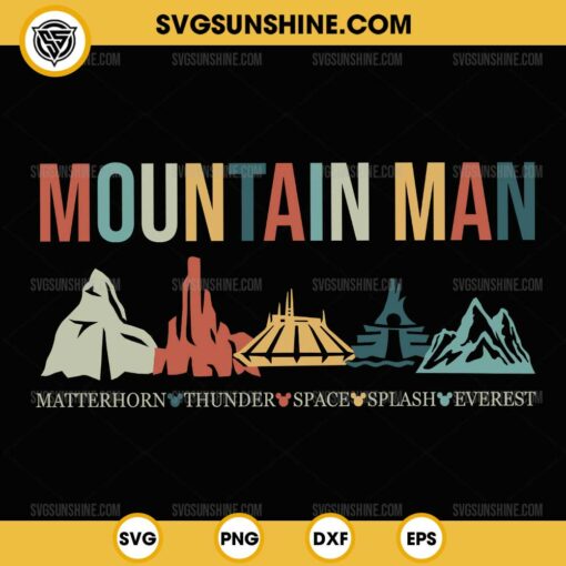 Disney Mountain Man SVG, Matterhorn Disneyland SVG, Thunder Space Splash Everest Mountain SVG