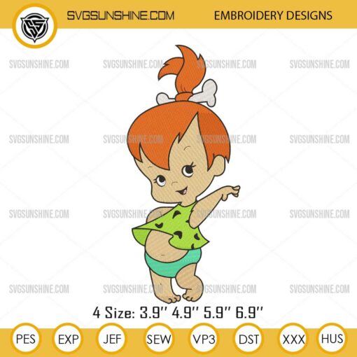 Pebbles Flintstone Embroidery Designs, The Flintstones Embroidery Design Files