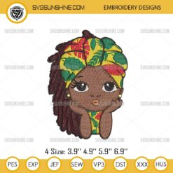 Peekaboo Girl Machine Embroidery Design, Black Girl Turban Embroidery Design File