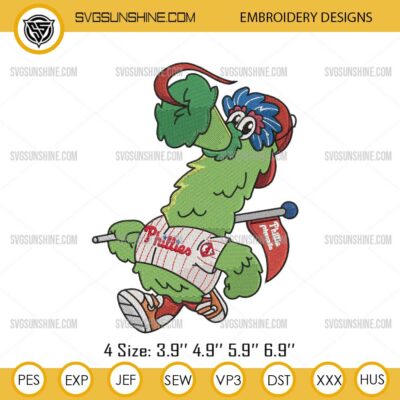 Phillie Phanatic Embroidery Design, Philadelphia Phillies Mascot Machine Embroidery Design File