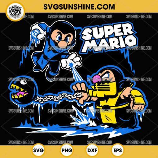Super Mario Mortal Kombat Scorpion and Sub-Zero SVG PNG Silhouette Clipart