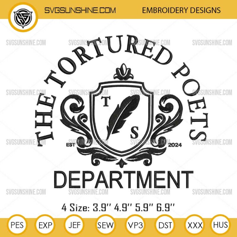 The Tortured Poets Department Embroidery Designs, Taylor Swift New ...