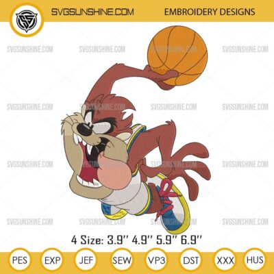 Looney Tunes Tasmanian Devil Basketball Embroidery Design Files