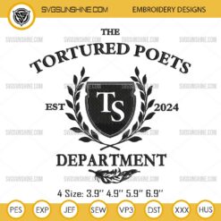 Taylor Swift New Album 2024 Embroidery Files, The Tortured Poets Department Embroidery Design