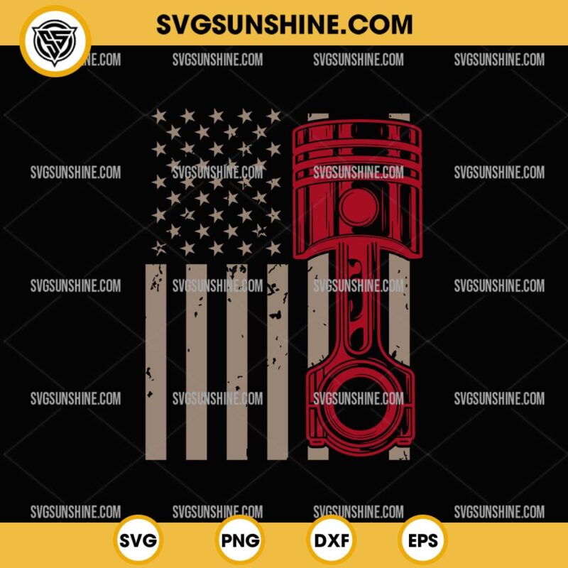 American Flag Mechanic Svg Usa Flag Piston Svg Patriotic Mechanic Th Of July Svg Piston