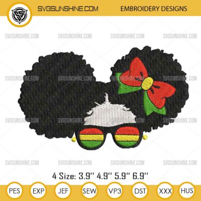 Afro Girl Juneteenth Embroidery Design, Black Girl African American Embroidery Files