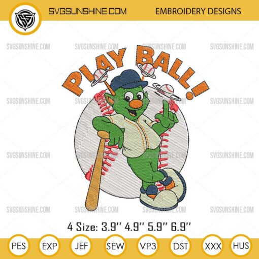 Orbit Houston Astros Mascot Embroidery Design, Astros Orbit Play Ball Baseball Machine Embroidery Design