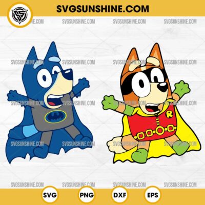 Bluey Batman SVG, Bingo Robin SVG, Bluey Marvel Superhero SVG