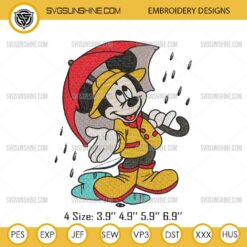 Mickey in the Rain Embroidery Design Files