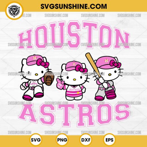 Pink Houston Astros Hello Kitty SVG File, Hello Kitty Houston Astros Baseball SVG PNG