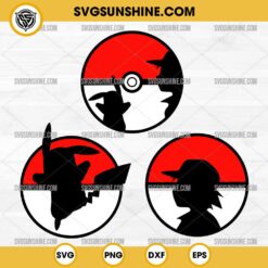 Bundle Pokemon Pokeball SVG, Ash Poke Ball Pokemon SVG, Ash and Pikachu SVG