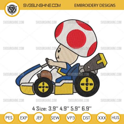Toad Nintendo Embroidery Design, Super Mario Toad Machine Embroidery Design File