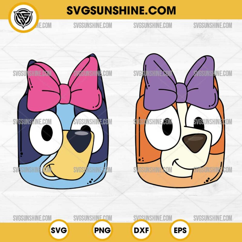 Bluey Bingo Minnie Mouse Bow SVG, Bluey Bingo Face SVG Bundle
