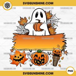 Boo Pumpkin Halloween Banner PNG, Fall Halloween Monogram Frame PNG
