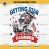 Getting Star Spangled Hammered SVG, Skeleton 4th of July SVG, Skeleton Bandana Sunglasses American Flag SVG