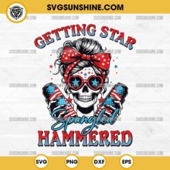 Getting Star Spangled Hammered SVG, Skeleton Girl 4th of July SVG PNG