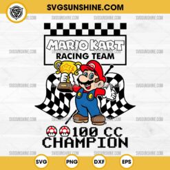 Mario Kart SVG, Mario Kart Racing Team 100CC Champion SVG, Mario Kart Checkered Flag SVG