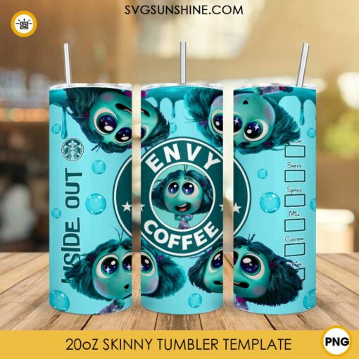 Inside Out 2 Envy Coffee 20oz Tumbler Wrap PNG File