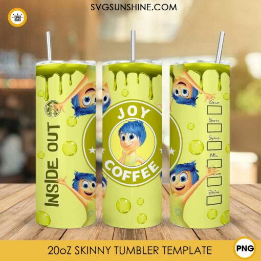 Inside Out 2 Joy Coffee 20oz Tumbler Wrap PNG File