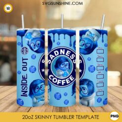 Inside Out 2 Sadness Coffee 20oz Tumbler Wrap PNG File