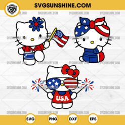 Bundle American Hello Kitty SVG, Hello Kitty 4th of July SVG, USA Hello Kitty SVG