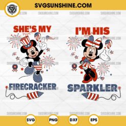 Mickey She's My Firecracker SVG, Minnie I'm His Sparkler SVG, Fourth of July Couples SVG, Disney 4th of July SVG