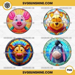 Winnie The Pooh Characters Stained Glass PNG, Winnie The Pooh PNG Clipart