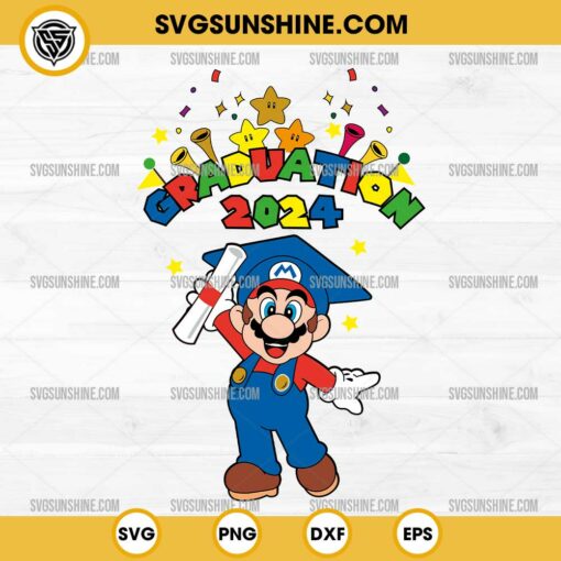Super Mario Graduation 2024 SVG, Super Mario Graduation Cap SVG